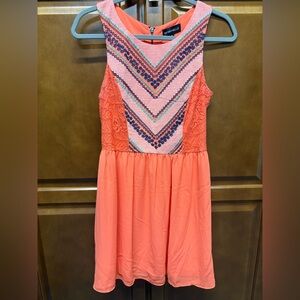 My Michelle Coral and Navy Casual Dress